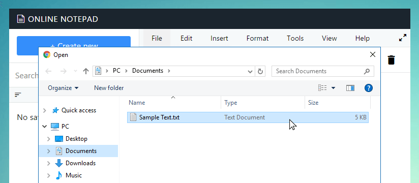 Open file dialog in Lowmedia